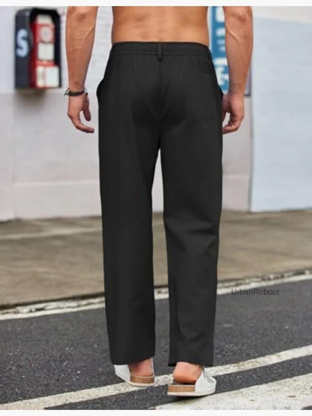 Men's Casual Linen Cotton Elastic Waist Summer Beach Yoga Pants